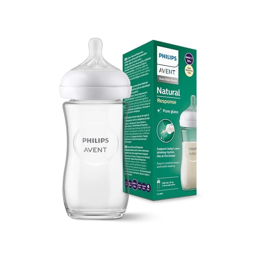 AVENT BIB NATURALE  EN VERRE TEAT+1M 240ML